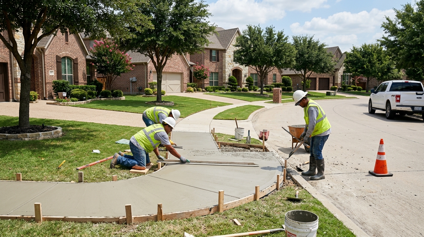 Concrete Sidewalk Installation in Highland Village, TX: Costs, Options & What to Expect